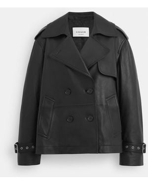 COACH Mini Leather Trench Coat - Black
