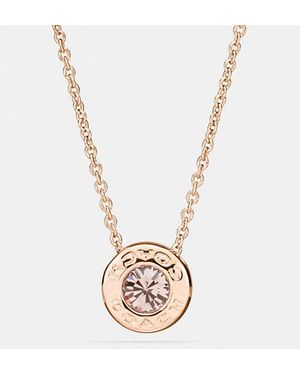 COACH Open Circle Stone Necklace - Black