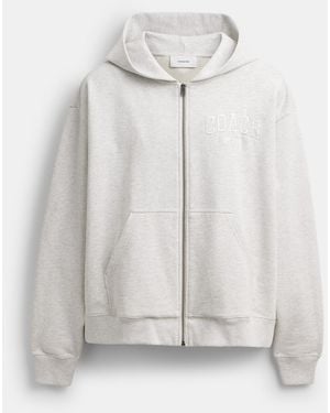 COACH Boxy Full Zip Hoodie - Gray