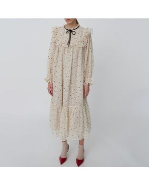 Stella Nova Flounce Chiffon Midi Dress - Natural
