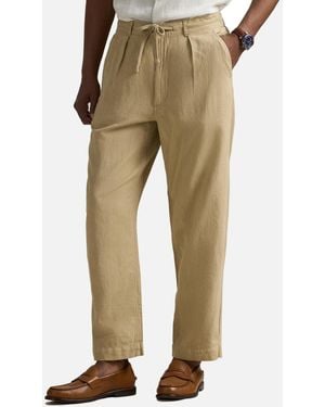 Polo Ralph Lauren Pleated Prepster Linen-Blend Trousers - Natural