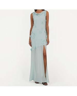 ROTATE BIRGER CHRISTENSEN Waterfall Chiffon Maxi Dress - Blue