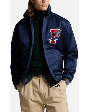 Polo Ralph Lauren Vintage Varsity Cotton-Blend Satin Jacket - Blue