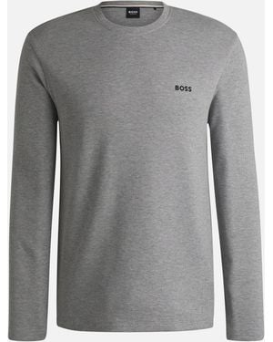 BOSS Waffle-Knit Lounge Top - Grey
