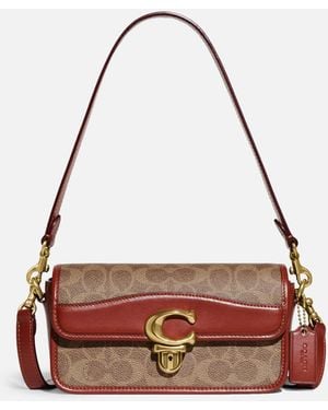 COACH Signature Studio Coated Canvas Baguette Bag - Red