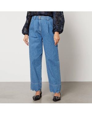 Stella Nova Saja Scalloped Denim Straight-Leg Jeans - Blue