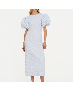 ROTATE BIRGER CHRISTENSEN Jacquard Midi Puffy Dress - Blue