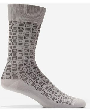 Cole Haan Men's Geo Shape Microfiber Dress Crew Socks - Gray