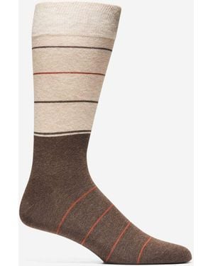 Cole Haan Men's Color Block Stripe Dress Crew Socks - Brown
