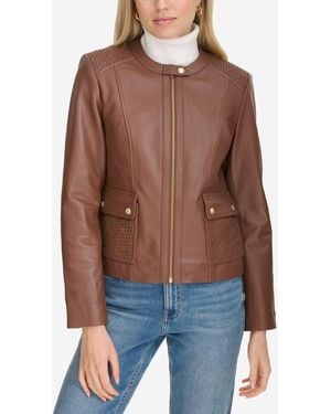 Cole haan seamed leather jacket deals