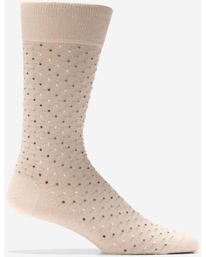 Cole Haan Men's Abstract Color Block Dress Crew Socks - White