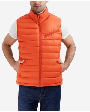 Cole Haan Men's Zip Front Quilted Vest - Orange