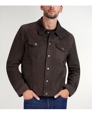 Cole Haan Men's Suede Trucker Jacket - Black