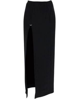 Mugler Viscose Crêpe Piercing Slit Skirt - Black