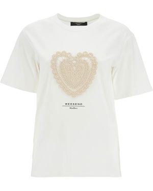 Weekend by Maxmara Embroidered Heart T-Shirt - White