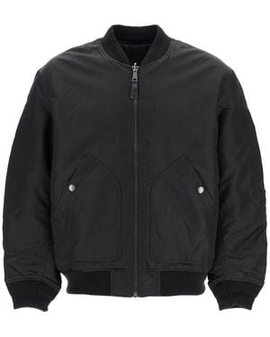 DIESEL Classic Nylon Bomber Jacket With Zip And Side Pockets - Black