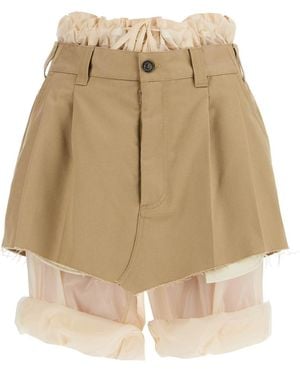 Maison Margiela Layered Effect Mini Skirt-P - Natural