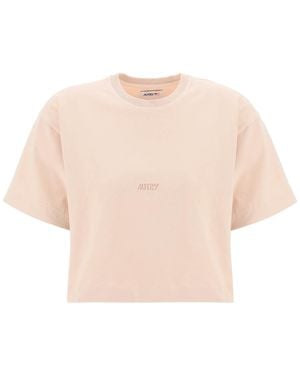 Autry Boxy T Shirt With Debossed Logo - Natural