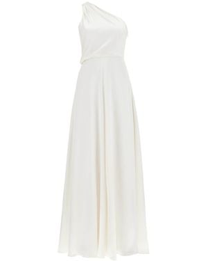 Max Mara Maxi One-Shoulder Silk Satin Dress - White