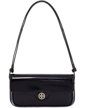 Tory Burch 'Robinson Brushed Leather Shoulder Bag' - Black