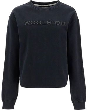 Woolrich 'Embroidered Logo Crewneck - Blue