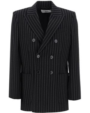 Ami Paris Blazer Gessato A Doppiopetto - Nero