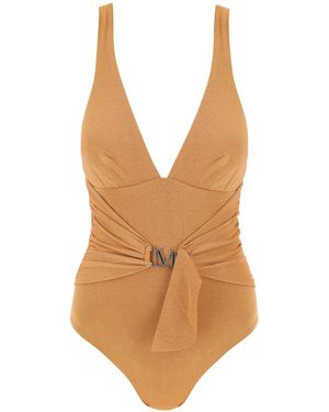 Max Mara "Full Jersey And Lurex Jumpsuit - Brown