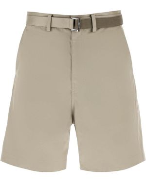 Sacai Cotton Belted Shorts - Natural