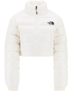 The North Face Logo-embroidered Cropped Puffer Jacket - White