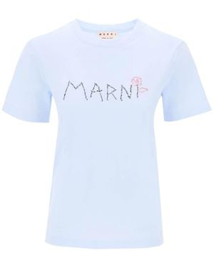 Marni Hand-Embroidered Logo T-Shirt - White