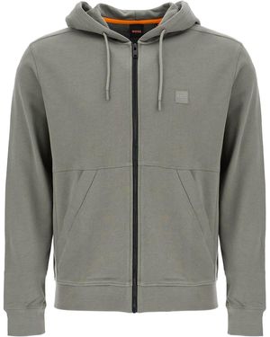 BOSS Regular Fit Zip Up Hoodie - Grey