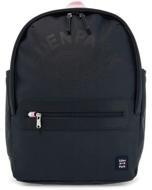 Eden Park Rugby-Inspired Rubberized Backpack with Logo Print - Blue