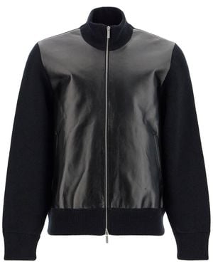 Ferragamo Wool And Leather Cardigan - Black