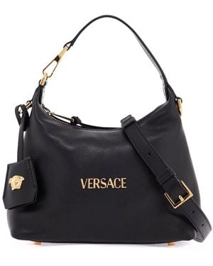 Versace Nappa Leather Hobo Bag - Black