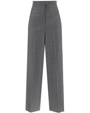 Fendi Melange Wool Palazzo Trousers - Grey