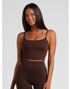 Comfrt Core Double Layer Crop Tank - Brown