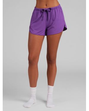 Comfrt Cloud Lounge Curved Hem Shorts - Purple