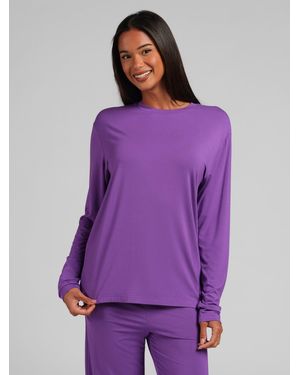 Comfrt Cloud Lounge Long Sleeve Tee Shirt - Purple