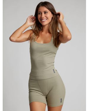 Comfrt Rib Contour Waist Length Tank - Green