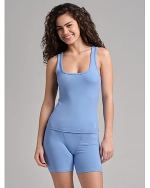 Comfrt Rib Contour Waist Length Tank - Blue