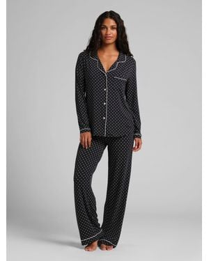 Comfrt Luna Lounge Long Sleeve Pant Pj Set - Black