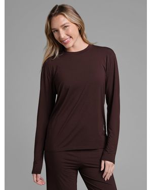 Comfrt Cloud Lounge Long Sleeve Tee Shirt - Brown