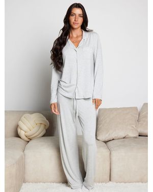 Comfrt Luna Lounge Long Sleeve Pant Pj Set - Natural