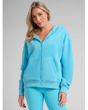 Comfrt Neon Basic Crop Zip Hoodie - Blue