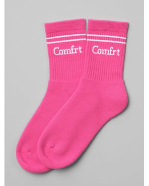 Comfrt Stripe Trim Ankle Socks - Pink