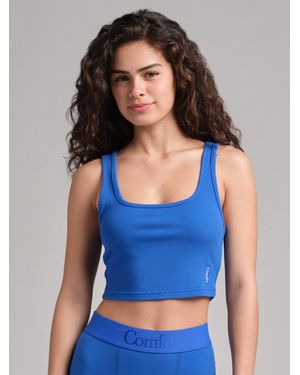 Comfrt Rib Contour Crop Tank - Blue