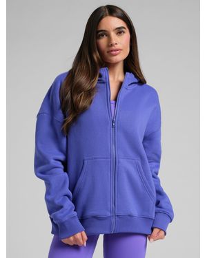 Comfrt Neon Basic Crop Zip Hoodie - Blue