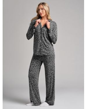 Comfrt Luna Lounge Long Sleeve Pant Pj Set - Gray
