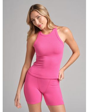 Comfrt Rib Contour High Neck Tank - Pink