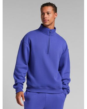 Comfrt Neon Basic Quarter Zip Mock Neck - Blue